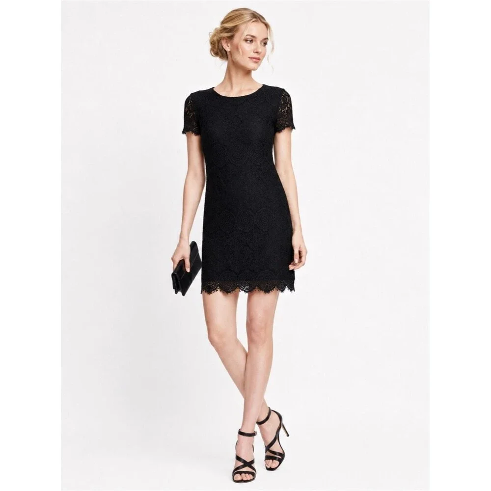 laundry by shelli segal black lace dress Laundry by Shelli Segal Black Long Sleeve Velvet And Lace Mini Dress Size 2
